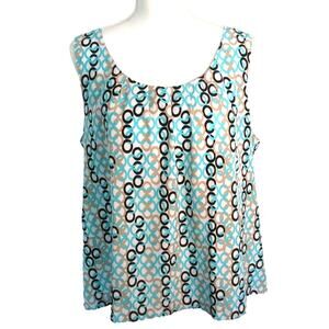 Dana Buchman Women's Sleeveless Multi Color Zip Back Tank Shirt Size XL